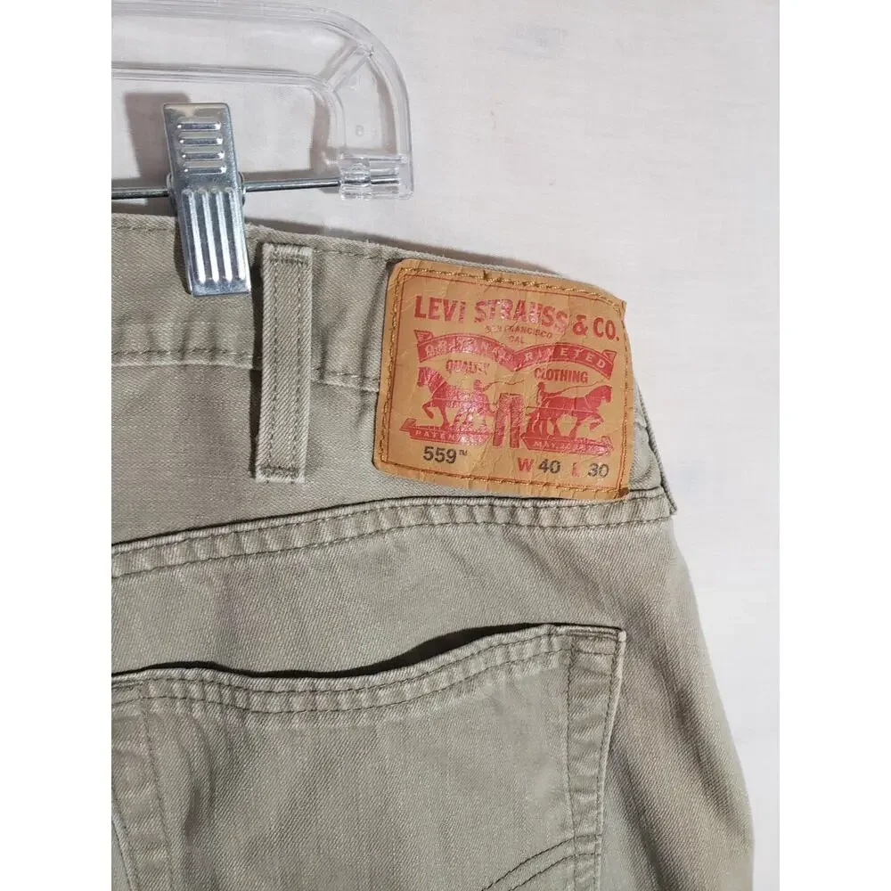 Levis 559 Beige Jeans Men's 40x30 Relaxed Straight Denim R341